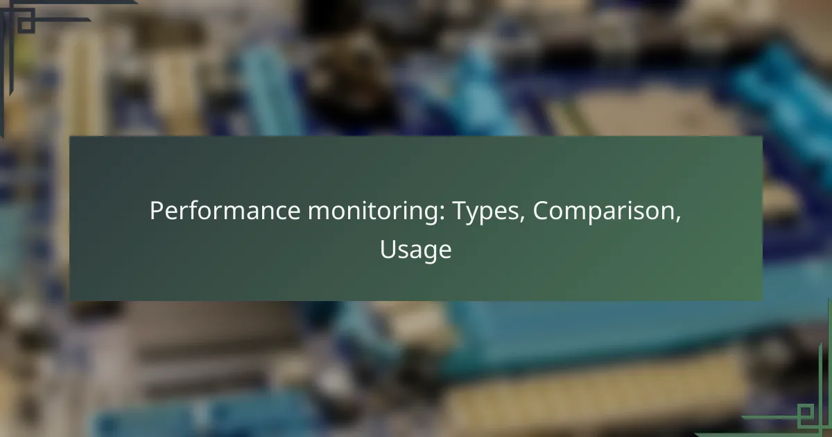 Performance monitoring: Types, Comparison, Usage