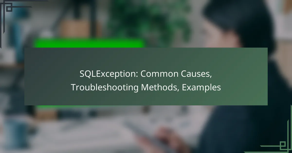 SQLException: Common Causes, Troubleshooting Methods, Examples
