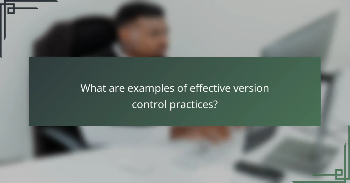 What are examples of effective version control practices?