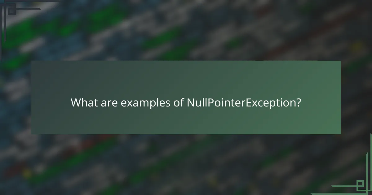 What are examples of NullPointerException?